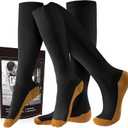 cerpite Zipper Compression Socks, 2 Pairs 15-20 mmHg Closed Toe Compression Stockings for Men Women (Large-X-Large, Black Copper)