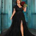 Women's Plus Size Wedding Guest Long Dress One Shoulder Summer Maxi Elegant Evening Party Cocktail Gown for Bridesmaid Prom (Black, XXXL)