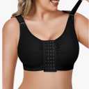 BRABIC Post Surgery Front Closure Bras for Women Full Coverage Compression Mastectomy Wireless Bra with Adjustable Straps, S, Black