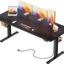 Huuger 63 X 24 Inch Electric Standing Desk with Power Outlets and USB-C Port, Height Adjustable Desk, Sit Stand Desk for Home Office, Computer & Gaming Desk with 4 Presets, Stable Steel Frame, Black, 63 x 23.6 inch