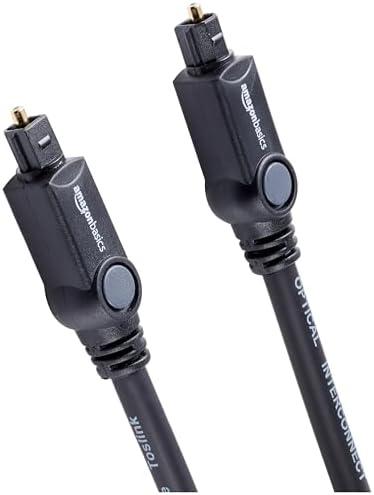 Amazon Basics Toslink Digital Optical Audio Cable, Multi-Channel, for Audio System, Sound Bar, Home Theatre, Gold-Plated Connectors, 6 Foot, Black