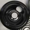 Electric Stove Burner Drip Pans WB31M19(8) WB31M20(6) Electric Stove Top Burner Replacement WB30M1(6") WB30M2(8") Compatible for G-E Hot-point Ken-more General Electric Stove Parts by MIFLUS (Black)