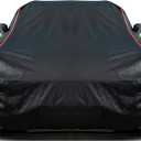 Breathable New Material, Waterproof Car Cover, Locks and Zipper Doors, Sunscreen Waterproof UV Prevention Snowproof Wind and Windproof,Suitable for Indoor Outdoor,for Sedan (197" to 208") B4 (Black)