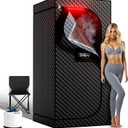Upgraded Infrared Steam Sauna with 660nm Red Light Therapy & 850nm Infrared Light Panel, 3L 1300W Steamer, Folding Chair, XXL Portable Sauna Personal Sauna Box Sauna Tent Home Sauna