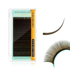 NAGARAKU Natural Brown Color Eyelash Extensions 0.15mm B curl 7-15mm Mix Tray Individual Lashes Classic Faux Mink Volume 20 rows Soft Eyelash Supplies