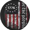 Vintage America American Flag Spare Tire Cover Weatherproof Wheel Protectors Dust-Proof Sun Protection Wheel Tire Covers Universal Fit for Truck SUV RV Camper Trailer Car Accessories 15 inch (Red)