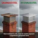 GarveeTech 13"x13" Chimney Cap, 304 Stainless Steel Animal Leaves Guard, Easy Bolt-On Install No Tools, Adjustable Metal Strips Bolts Screws, Coastal Rain Guard Oil/Coal Flue, Roof Protector