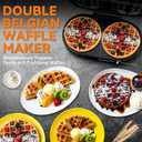 Bakers Friend Double Belgian Waffle Maker Thick, 2 X 6 Round Waffle Maker, Belgium Waffle Iron, Waflera Electrica with Non-stick Plates, 1200W, Perfect for Kids & Family Breakfast, Graphite