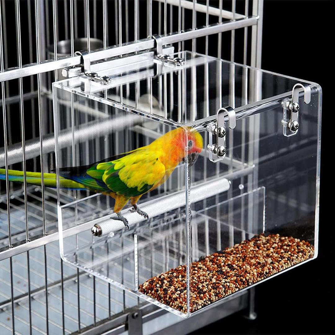 No Mess Bird Feeder for Cage Automatic Acrylic No Spill Bird Feeder for Parakeet Parrot Cockatiels Cockatiels Lorikeet Lovebirds 6.4inch