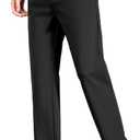 Safort Mens Golf Pants Dress Work Stretch Slim Slacks Classic Fit Comfy Straight Leg Casual Trousers with Pockets (Black, S)