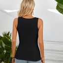 VICHYIE Womens Summer Tank Tops Square Neck Sleeveless Low Cut Sexy Shirts Ribbed Tanks Slim Fitted Casual Basic Tee Shirt (Black, L)