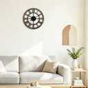 16 Inch Rustic Wall Clock Silent Non-Ticking Wooden Wall Clocks with Roman Numerals Farmhouse Decorative Clock for Living Room Bedroom Office (Brown)