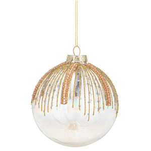 DEMDACO Decorative Holiday Hanging Christmas Tree Ornament 4 Inch Glass Sparkly Pink and Gold Ball Assorted 