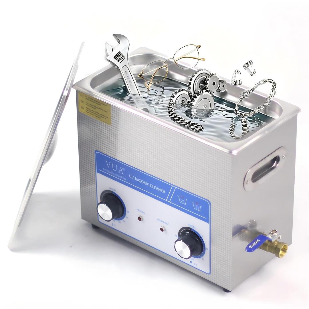6L Ultrasonic Cleaner with Timer & Heater, Professional Ultrasonic Parts Cleaner, Knob Control Ultrasonic Cleaning Machine for Glasses Watch Jewelry Denture Dental Irrigator Parts Tools Circuit Board