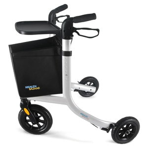 3 Wheels Rollator Walker for Seniors, Foldable Lightweight Walker with Detachable Tray and Storage Bag, Invisible Brake Line, 6 Levels Height Adjustable, 10'' Front Wheels