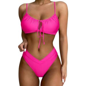 SUUKSESS Women High Waisted String Bikini Sets Sexy Two Piece Cutout Swimsuits XL