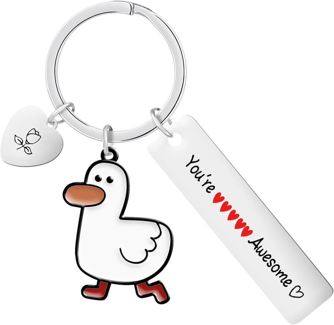 Artlunar Funny Cute Duck Inspirational Keychain with Message Card for Mom, Dad, Lover, Sister,You or Duck Lovers
