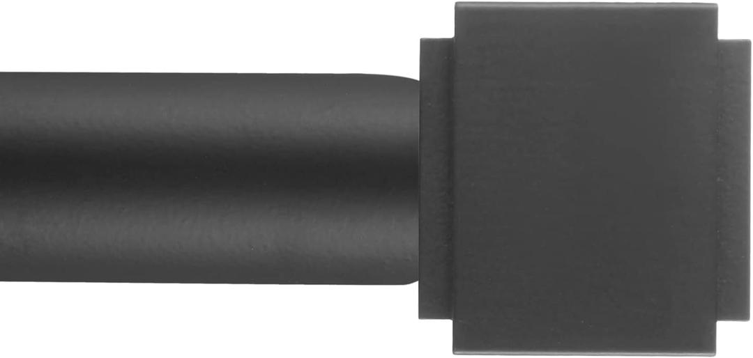 1" Curtain Rod Telescoping Single Drapery Rod 36-72 Inches, With Square Heavy Duty Aluminum Alloy Finials, Matte Black