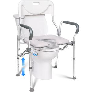Raised Toilet Seat with Handles, Width and Height Adjustable Commode Chair for Toilet with Arms