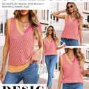 MARZXIN Women Sleeveless Sweater V Neck Casual 2026 Fall Knitted Chevron V Neck Sweater Vest Color Block Pullover Sweater Top (Black, M)
