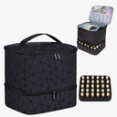 PU Leather Nail Polish Organizer and Nail Lamp Case, Nail Kit Organizer Holds 30+ Bottles (15ml - 0.5 fl.oz) and a Nail Lamp, Nail Polish Carrying Case with Manicure Tools Storage Sections