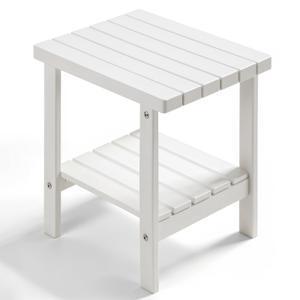 PASAMIC 2-Tier Adirondack Square Side Table, HDPE Outdoor End Tables, Weather Resistant Side Table for Patio, Backyard, Pool, Indoor Companion, Beach, Easy Maintenance