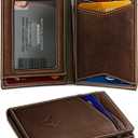 BULLIANT Men Wallet,Top Grain Leather Slim Wallet Magnetic Closure Simplifed Bill Folder RFID Blocking 11Cards