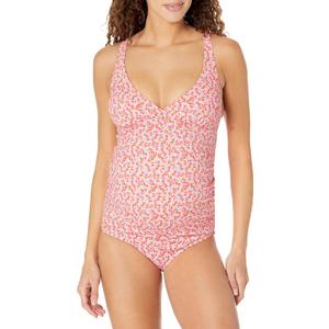 Amazon Essentials Women's Maternity Ruched V-Neck Swimsuit with Adjustable Straps, XL
