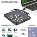 8 in 1 External CD/DVD Drive,USB 3.0 and Type-C Disc Burner Player Reader Writer,Slim and Portable CD DVD +/-RW Optical Drive for PC Laptop Desktop MacBook Mac Windows Linux OS Apple