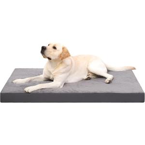 KSIIA Orthopedic Dog Crate Bed - Waterproof, Washable Dog Bed with Egg Crate Foam & Removable Cover, 35 x 22 Inch, Dark Gray