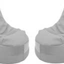 FDP Velvet and Vinyl Trendy Bean Bag, Children's Furniture for Bedroom, Playroom, Daycare, Preschool or Classroom, 2-Pack - Sterling