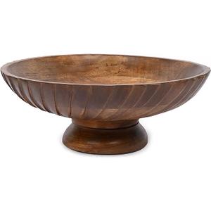 EDHAS Mango Wood Decorative Wooden Bowl Hand Carved Home Decor for Dining Table Center, Living Room, Kitchen Décor (12" x 12' x 4.75")