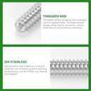 TAISHER 2PCS 304 Stainless Steel Fully Threaded Rod3/8"-16 Long Threaded Screw 12" Length Right Hand Threads