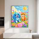 Cat and Dog 5D Diamond Painting Kit for AdultsPixel Style Puppy and Kitten Full Drill DIY Round Gem Art Diamond Art Kits Painting Crafts Ideal for Beginners and Home Wall Decor 12X16inch