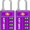 TSA Approved Travel Luggage Locks, Open Alert Combination Lock for School Office & Gym Locker,Toolbox, Pelican Case,Easy Read Dials- 1, 2 & 4 Pack (1, Dark Purple 2 Pack)