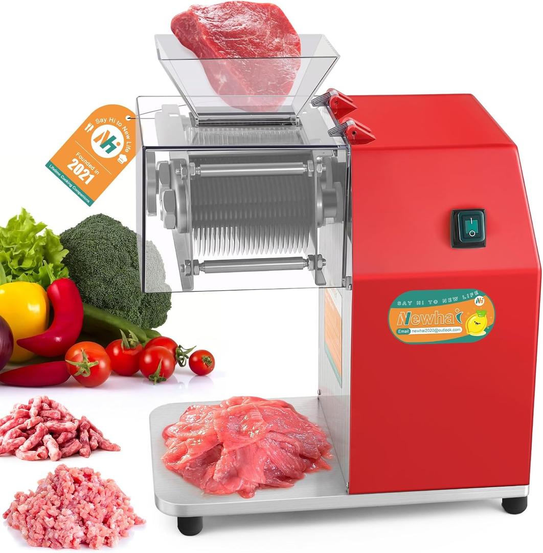 Newhai 850W Meat Cutter Machine, Commercial Meat Cutting Machine 2.5mm Heavy Duty, Stainless Steel Meat Slicer Shredder Restaurant, for Boneless Meat Soft Vegetables (Meat thickness: 2.5mm)