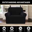 PrinceDeco Stretch Chair Cover Chair Slipcovers with Arms 1-Piece Chair Sofa Slipcovers or Living Room Non Slip Armchair Cover Furniture Protector Dogs Pet Friendly(Armchair,Black)