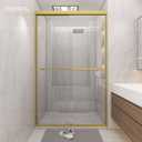 Shower Door 44-48" W * 72" H, Brushed Gold Double Sliding Shower Door with 1/4"(6mm) Tempered Glass, Shower Glass Door Easy to Clean