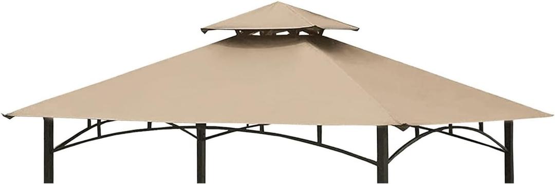 Grill Gazebo Replacement Canopy Top Cover 58 Double Tiered BBQ Roof ONLY FIT for Gazebo Model L-GG001PST-F (Beige)