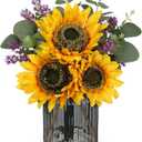 Oairse Fake Flowers in Vase, Sunflowers Artificial Flowers with Vase Sunflowers Centerpieces for Table Silk Flower Arrangement for Farmhouse Home Kitchen Bathroom Wedding Party Dining Room Decor (Yellow01)
