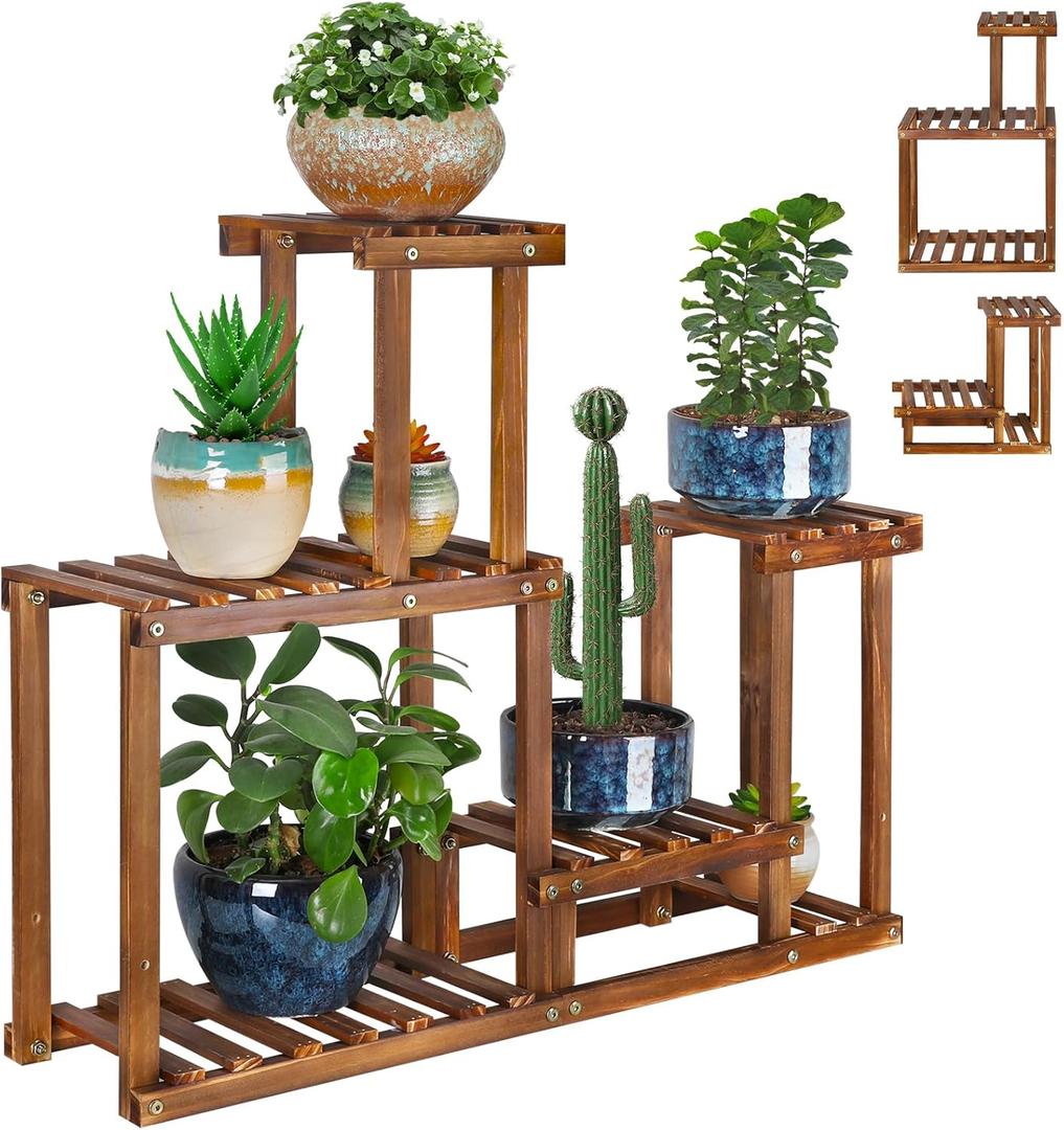 Plant Stand for multiple Plants Stands Indoor Outdoor Flower Pot Stand 5 Tiers Flower Shelf Rack Plants Stands for Patio Balcony Living Room Upgrade 2 in 1