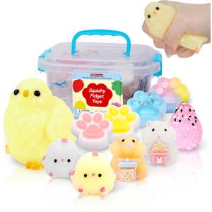 10 Pack Taba Squishy Toys kit with Toy Box & Cute Stickers, Kawaii taba Squishies Stress Relief Toys Party Favors for Kids 4-8 8-12, Squishy Fidget Toys for Kids , Birthday Gifts Toys for Girls 8-10
