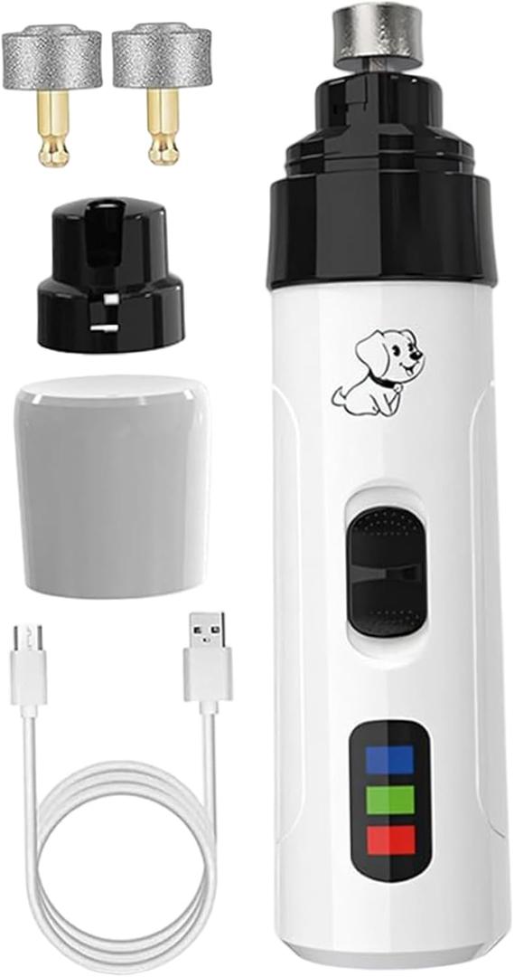 Dog Nail Grinder, Rechargeable Electric Pet Nail Grinder with Replacement Heads Painless Trimmers for All Pets