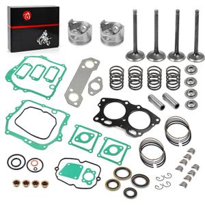 Top End kit STD Piston & Ring + Gasket Seal + Exhaust Valve + Intake Valve Spring Rebuild Kit Compatible with EZGO Fuji Robin 295cc Golf Cart EH29C 4 Cycle MCI Engine 1991-2002