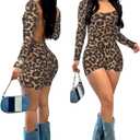 Hafailia Bodycon Jumpsuits for Women Sexy Backless Rompers Long Sleeve Scoop Neck Bodysuits One Piece Outfits (Small, Black)