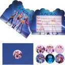 36 Pcs Cartoon Birthday Invitations, Anime Theme Birthday Party Invitations, Includes 12 invitation cards, 12 envelopes, and 12 stickers.