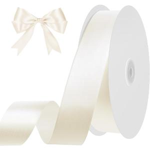 woric Ivory Ribbon 1 Inch 50 Yards Cream Satin Ribbon for Bows Crafts Home Decor Flower Bouquet Gift Wrapping Wedding Mother's Day Decorations