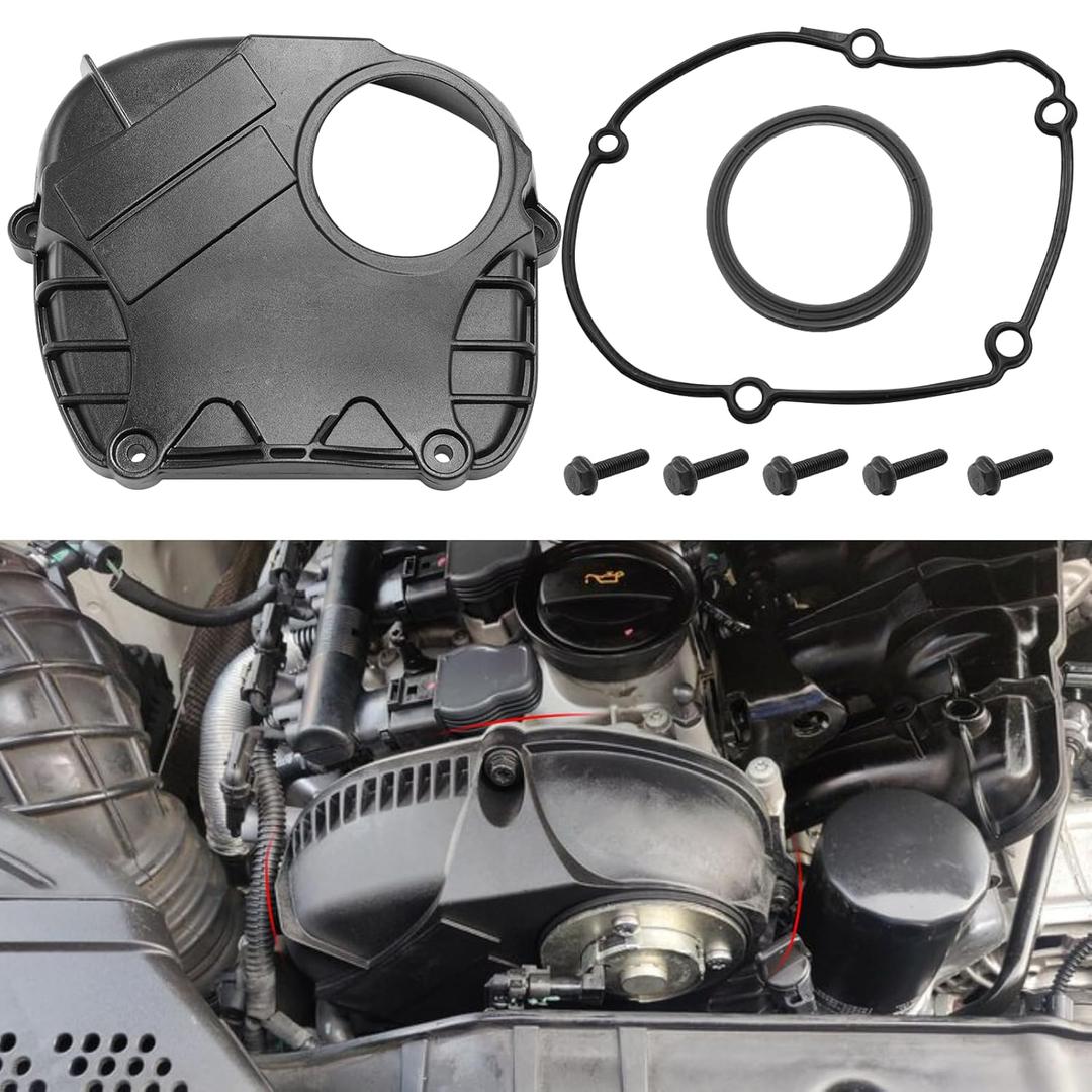 Aluminum Engine Timing Cover W/Gasket Compatible with VW Passat Beetle CC EOS Golf GTI Jetta Audi A3 A4 A5 A6 Allroad Q3 Q5,Timing Chain Cover Replacement for 06H103269C 06H103269H 06H103269G