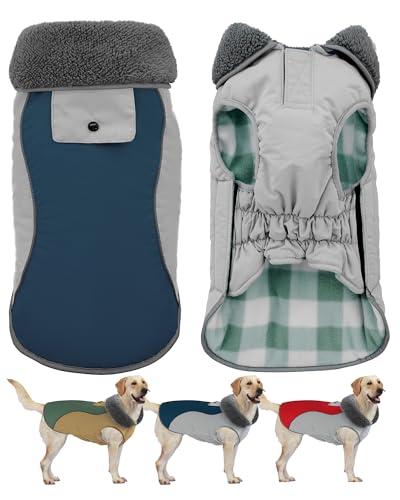 Doglay Dog Jacket Waterproof Dog Coat, Reflective Cold Weather Winter Coat, Adjustable Turtleneck Fleece Puppy Snow Jacket with Harness Hole for Small Medium Large Dogs, Size XXL, Pack of 1