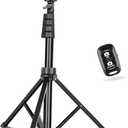 Sensyne 67" Phone-Tripod, Extendable Cell Phone Tripod Stand & Selfie Stick with Wireless Remote and Phone Holder, Compatible with iPhone Android Phone, Camera (Black)